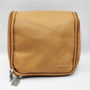 United Airlines Business First Brown Amenity Travel Toiletry or Cosmetic Bag
